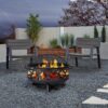 SUNCREAT 42” Patio Fire Pit Wood Burning with Mesh Spark Screen, Bonfire Outdoor firepit with Fireplace Poker, Black - Image 34