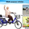 Tricycle 7 Speed, 20 inch 3 Wheel Bikes Folding Tricycle for Adults Star Strip Blue - Image 2