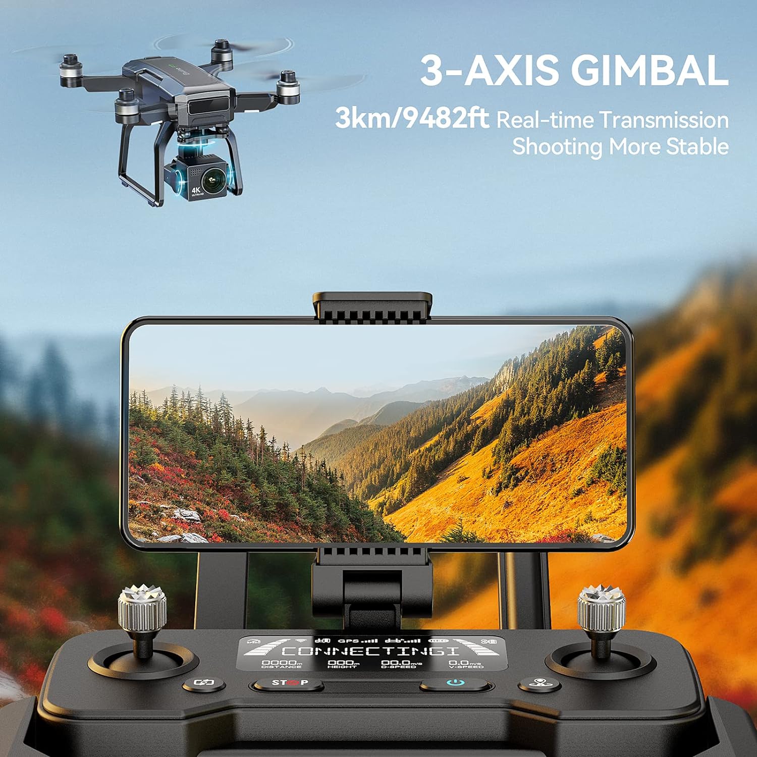 GPS Drones with Camera for Adults 4K Night Vision, 3-Aix Gimbal, 2Mile Long Range, 75Mins Flight Time Professional Drone with 3 Battery, Auto Return+Follow Me+Fly Around+Beginner Mode for Kid - Image 3