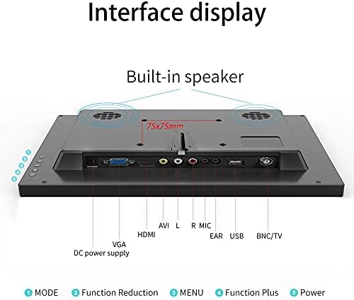 13.3 inch Small PC Monitor 1366x768 Mini LED Monitor with HDMI VGA AV BNC USB Intput, for Fire Stick Computer Xbox Ras pi, Built-in Speaker - Image 4