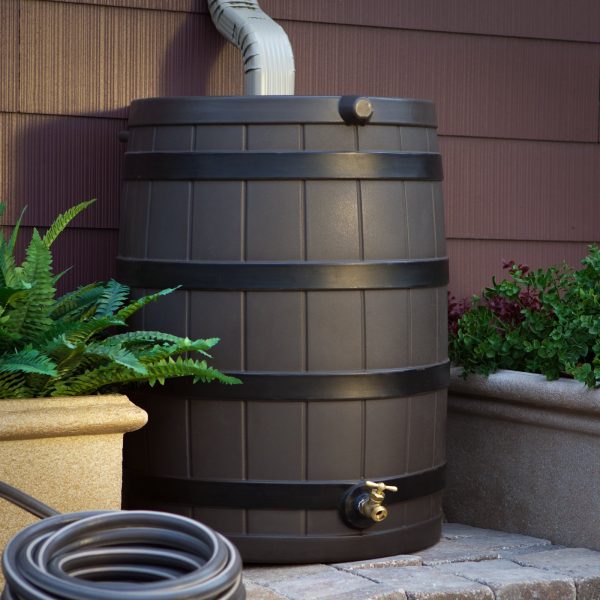 40 Gallon Rain Barrel with Darkened Ribs Oak - Image 3