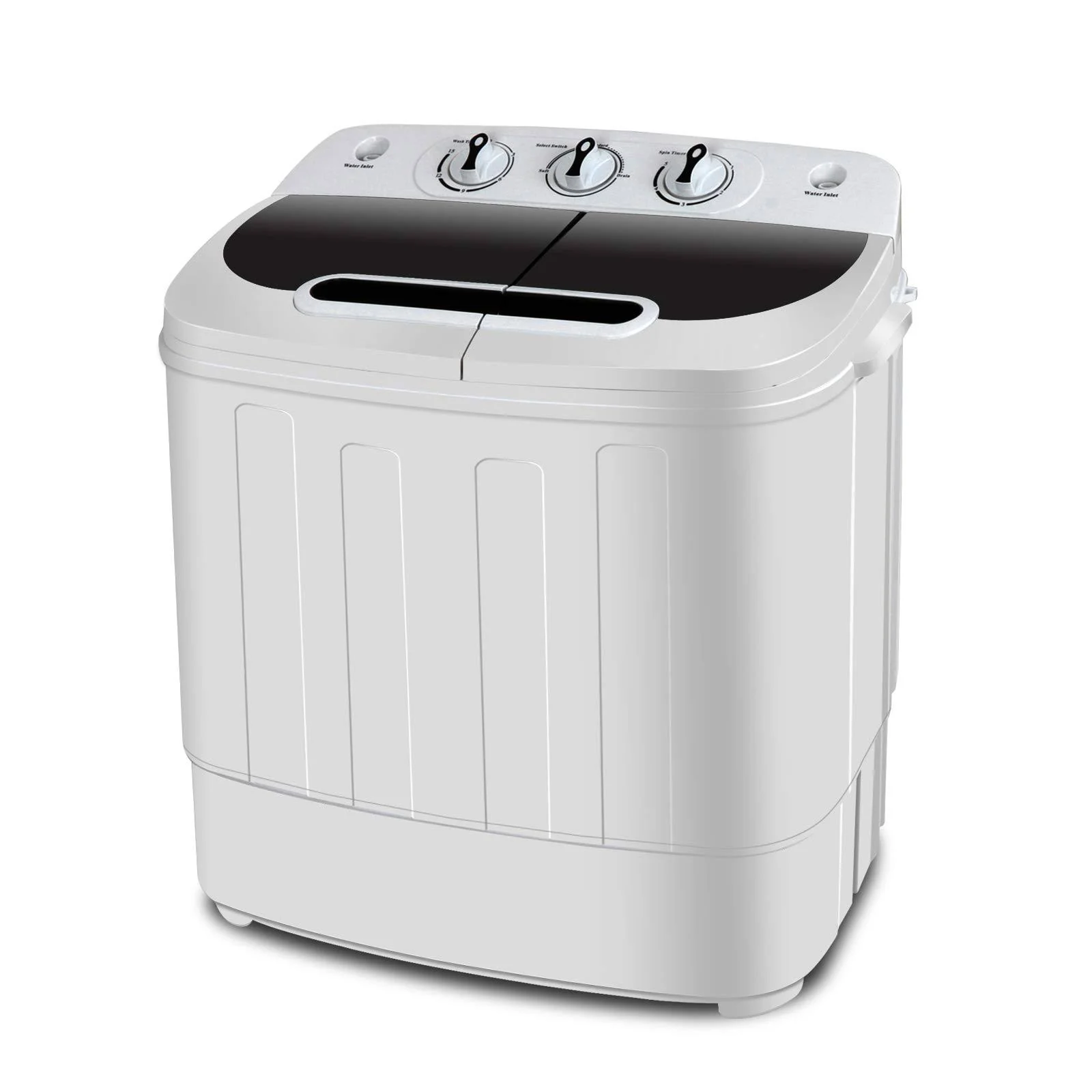 Super Deal Compact Mini Twin Tub Washing Machine, Portable Laundry Washer W/WASH and Spin Cycle Combo, Built-In Gravity Drain, 13lbs