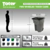 Toter 96 Gallon Trash Can with Smooth Wheels and Lid ; - Image 2