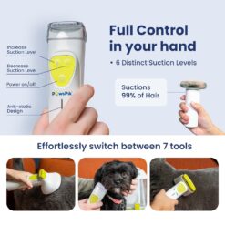 Alternative view of Professional Pet Grooming Vacuum Kit, Dogs & Cats, Direct Handheld Control, 7 Grooming Tools, 6 Suction Levels, Large 2.2L Dust Bin, UL, HEPA Filter