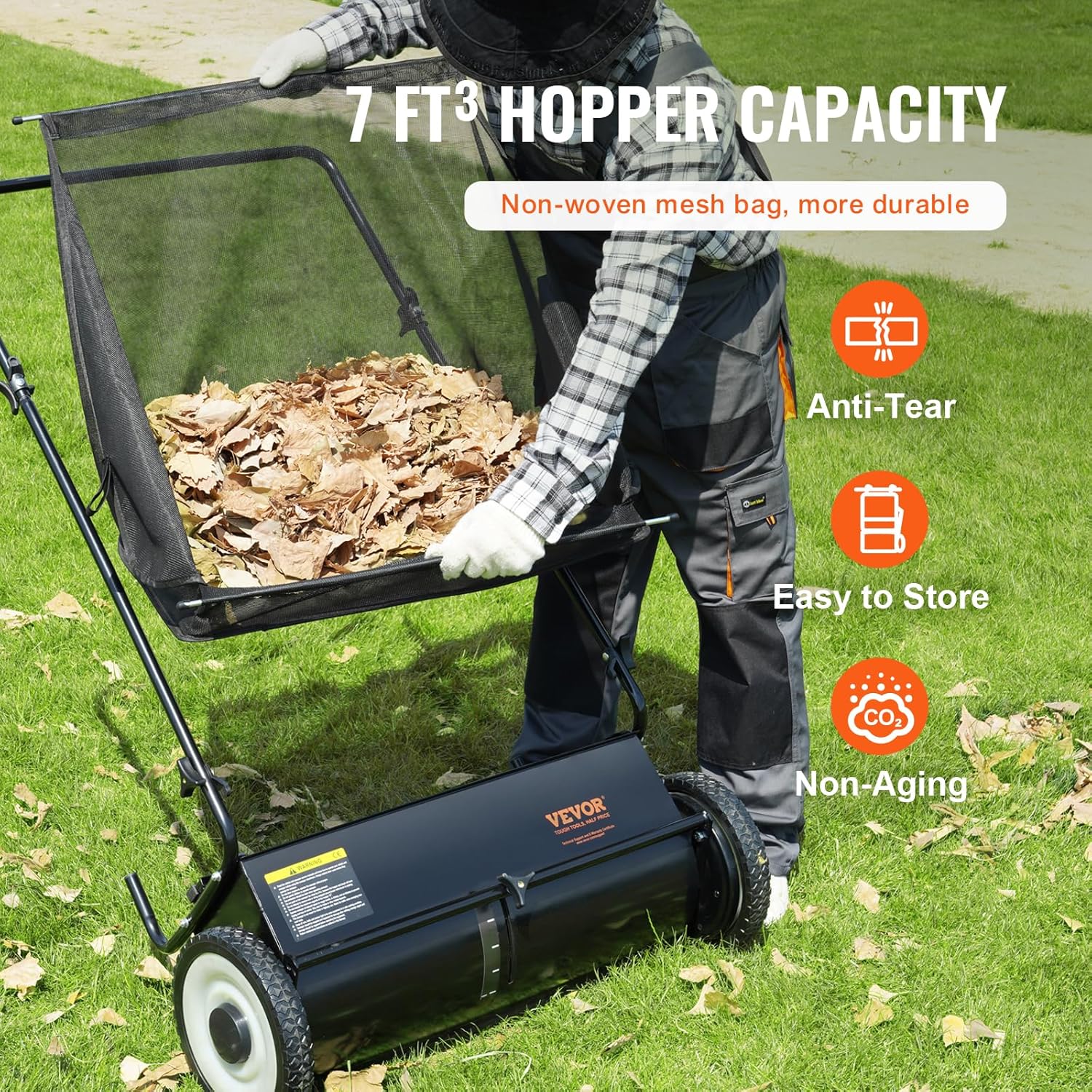 2025 Heavy Duty Steel 26 Inch Collector Push Lawn Sweeper - Image 5