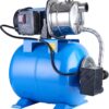 1.6HP Shallow Well Pump with Pressure Tank 1268 GPH Stainless Steel Jet Pump Transfer Drainage Booster Pump Garden Sprinkler System Water Pump for Home Garden Lawn Irrigation