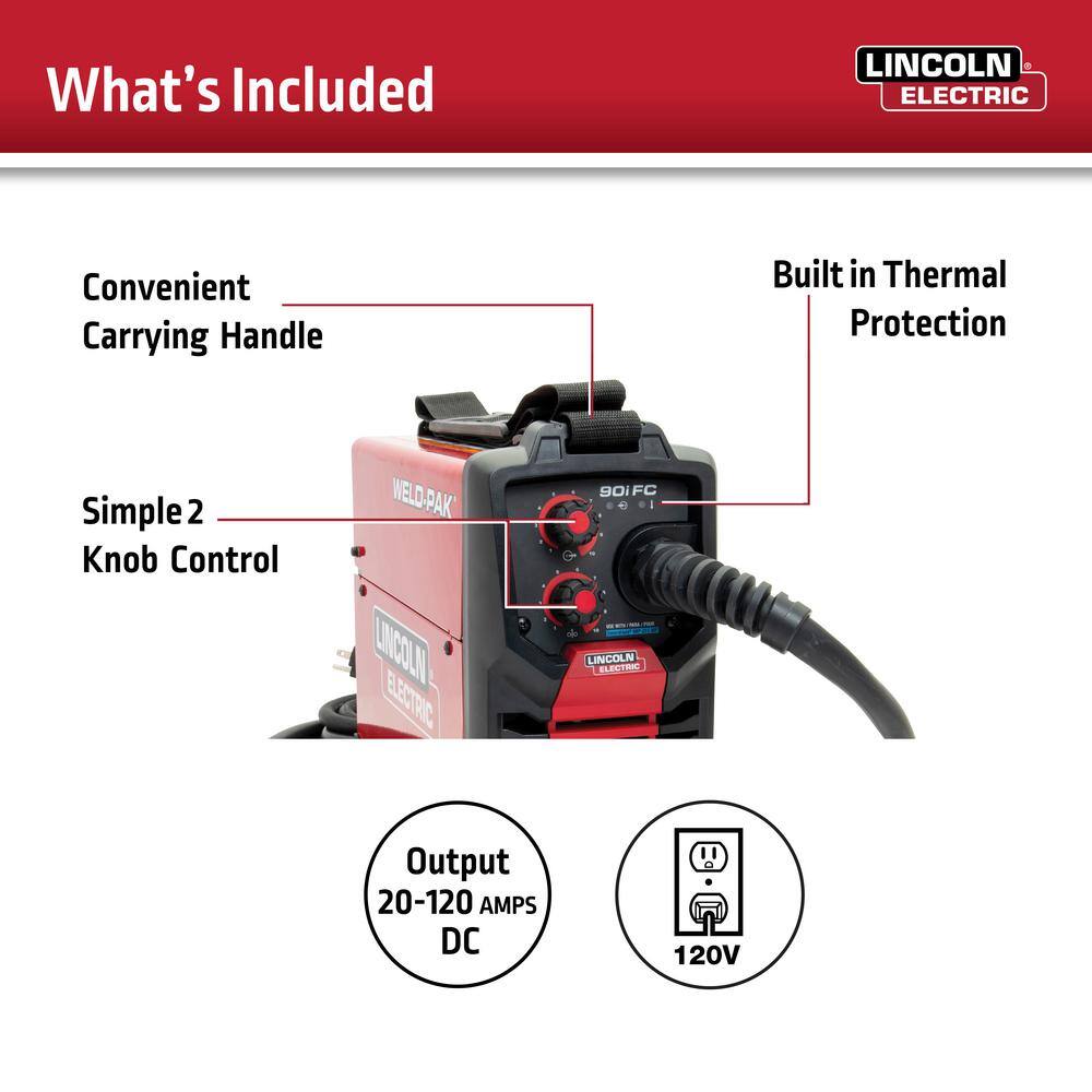 Lincoln Electric WELD-PAK 90i FC Flux-Cored Wire Feeder Welder (No Gas) K5255-1 - Image 3