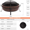 SUNCREAT 42” Patio Fire Pit Wood Burning with Mesh Spark Screen, Bonfire Outdoor firepit with Fireplace Poker, Black - Image 14