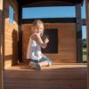 Backyard Discovery Canyon Creek Cedar Wood Swing Set with Wave Slide, Clubhouse, Play Kitchen, Picnic Area, Belt Swings, Web Swing, Rock Wall, Balconies, Playhouse, Step Ladder, Outdoor Playset - Image 9