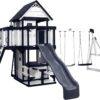 Backyard Discovery Canyon Creek Cedar Wood Swing Set with Wave Slide, Clubhouse, Play Kitchen, Picnic Area, Belt Swings, Web Swing, Rock Wall, Balconies, Playhouse, Step Ladder, Outdoor Playset - Image 12