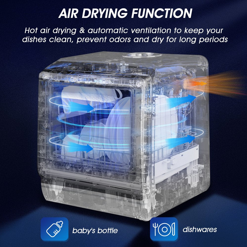 Portable Countertop Dishwasher with 5-Liter Built-In Water Tank and Air-Dry Function 5 Washing Programs - Image 6
