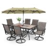 8 Pieces Patio Dining Set with Umbrella,Outdoor Furniture Set with 6 Sling Dining Swivel Chairs - Image 3