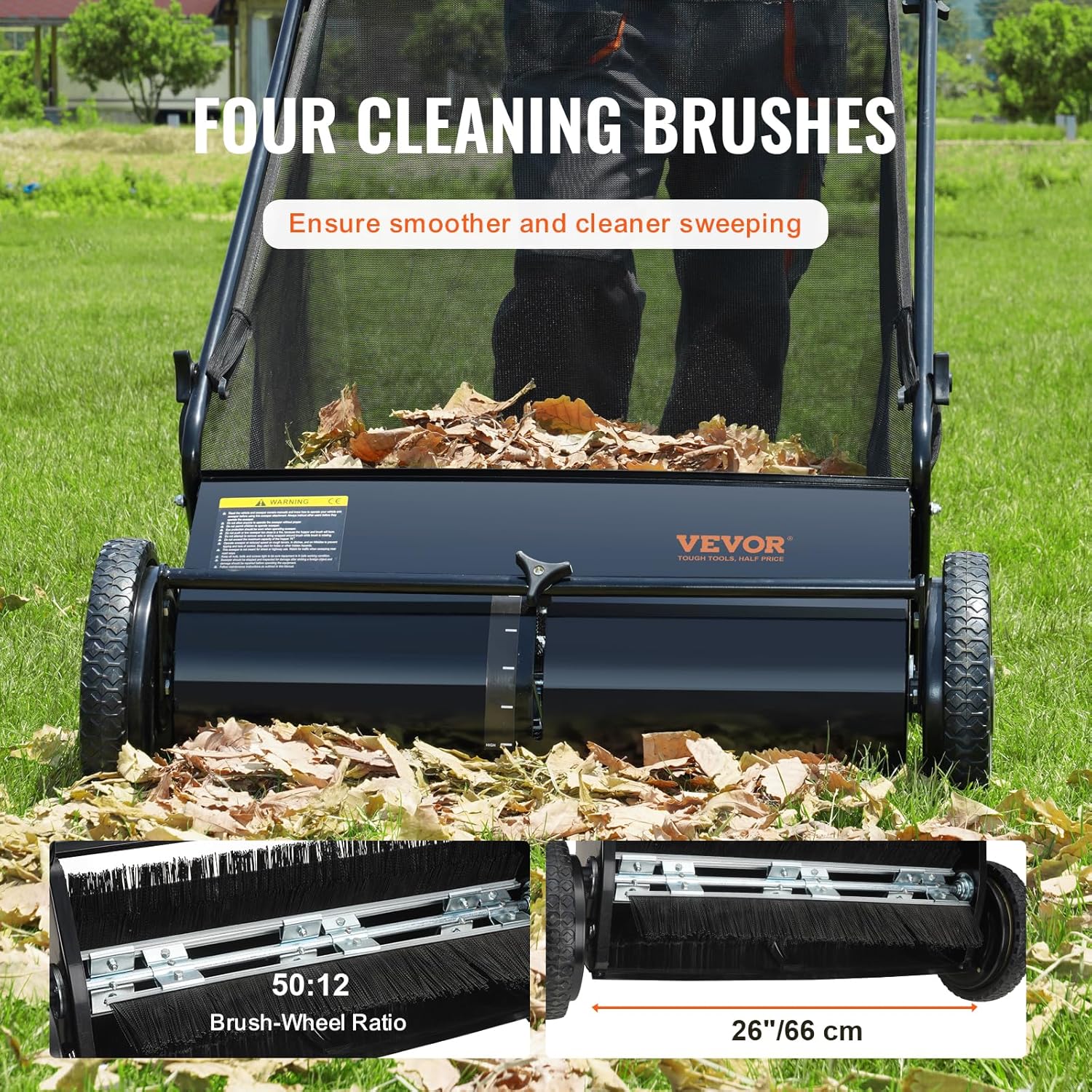 2025 Heavy Duty Steel 26 Inch Collector Push Lawn Sweeper - Image 3
