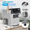 2200W Commercial Ice Cream Machine, 3 Flavor Soft Serve Ice Cream Machine, 5.3-7.4 Gal/Hr, with LCD Touch Screen, Automatic Cleaning, High Productivity for Home Snack Bar & Restaurants - Image 6