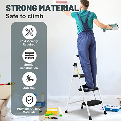 SocTone 3 Step Ladder, Folding Step Stool for Adults with Handle, Lightweight - Image 6