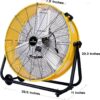Tornado 24 Inch Grade UL Listed High Velocity Movement Heavy Duty Drum 3 Speed Air Circulator Fan 7800 CFM-Industrial, Commercial, Residential, and Greenhouse Use, Yellow - Image 2
