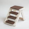 Varyx Foldable Pet Stairs for High Beds - Lightweight Portable Dog Stairs with Safety Side Rails - Non-Slip Felt Treads - Supports up to 120 lbs - Cream - Image 3