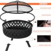 SUNCREAT 42” Patio Fire Pit Wood Burning with Mesh Spark Screen, Bonfire Outdoor firepit with Fireplace Poker, Black - Image 25