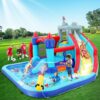 Inflatable Water Slides for Kids 8-in-1 Bounce House Water Park with 450W Blower Climbing Wall, Splash Pool, 2 Water Cannons, Basketball Hoop, Water Slide, Crocodile Sprinkler for Gift Backyard Party - Image 3