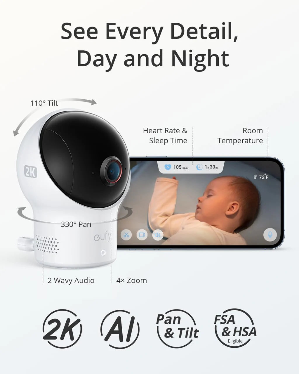 eufy Baby Smart Sock S320 Baby Monitor with 2K Camera - Image 5