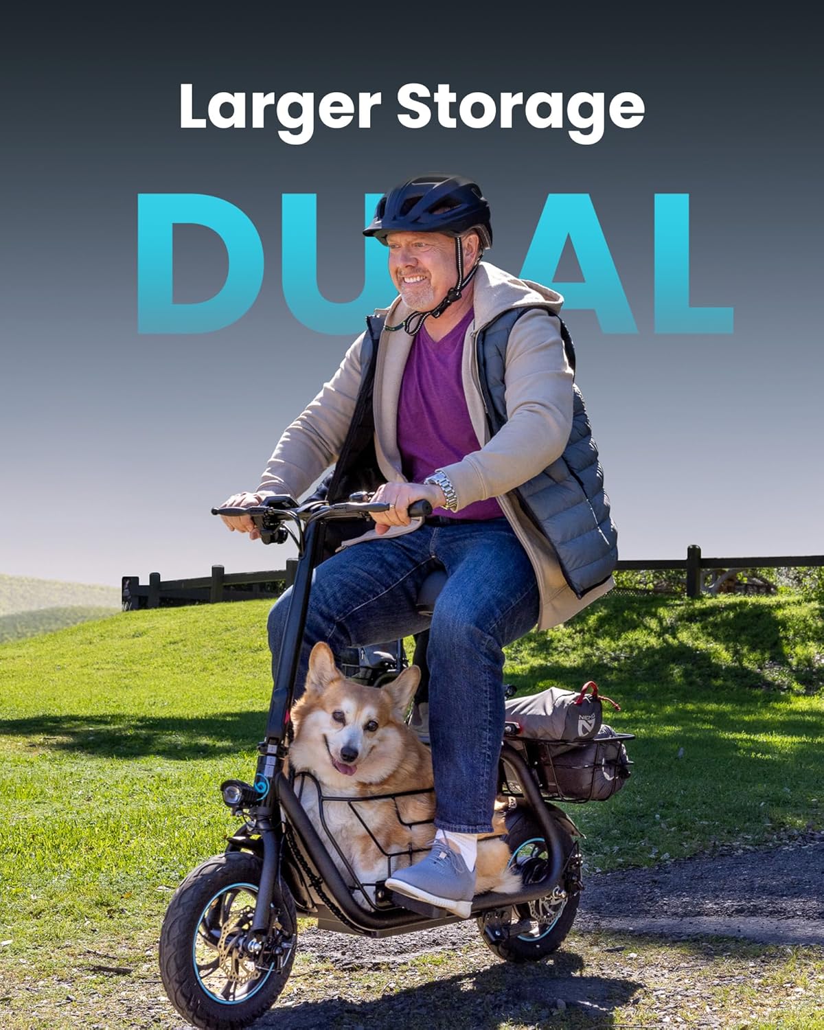 Gyroor Electric Scooter with Basket & Seat, 550W, 20 Mile Range - Image 2