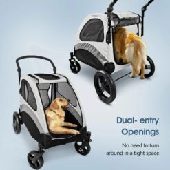 Alternative view of Foldable Pet Stroller for Large or 2 Dogs Cats Jogger Wagon with 4 Wheels