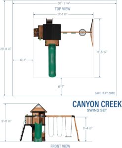 Alternative view of Backyard Discovery Canyon Creek Cedar Wood Swing Set with Wave Slide, Clubhouse, Play Kitchen, Picnic Area, Belt Swings, Web Swing, Rock Wall, Balconies, Playhouse, Step Ladder, Outdoor Playset