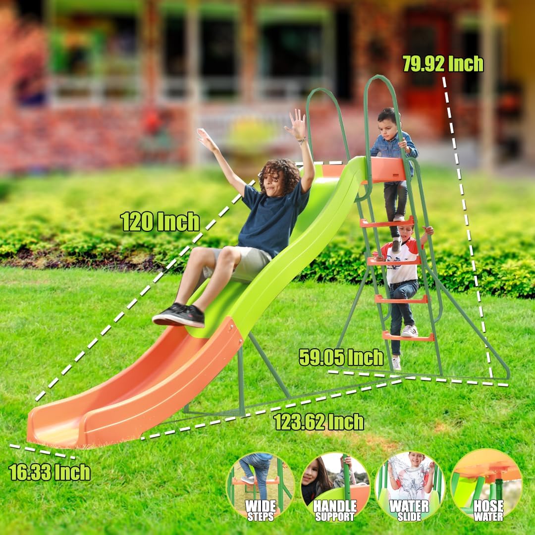 Outdoor Play Set Kids Slide: 10 ft Freestanding Climber, Swingsets, Playground Jungle Gyms Kids Love – Above Ground Pool Slide for Summer Backyard - Image 3