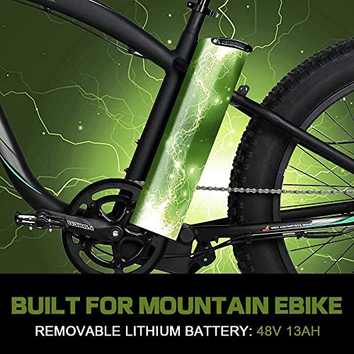 750W Electric Bike 26′′ Fat Tire Adult Electric Bicycles 48V 13AH Removable Lithium Battery Ebike with Suspension Fork Aluminium Frame Beach Snow Mountain E-Bike for Adults - Image 6