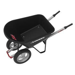 Husky 6 Cu. Ft. Poly Dual Wheel Wheelbarrow with Flat Free Tires - Image 3