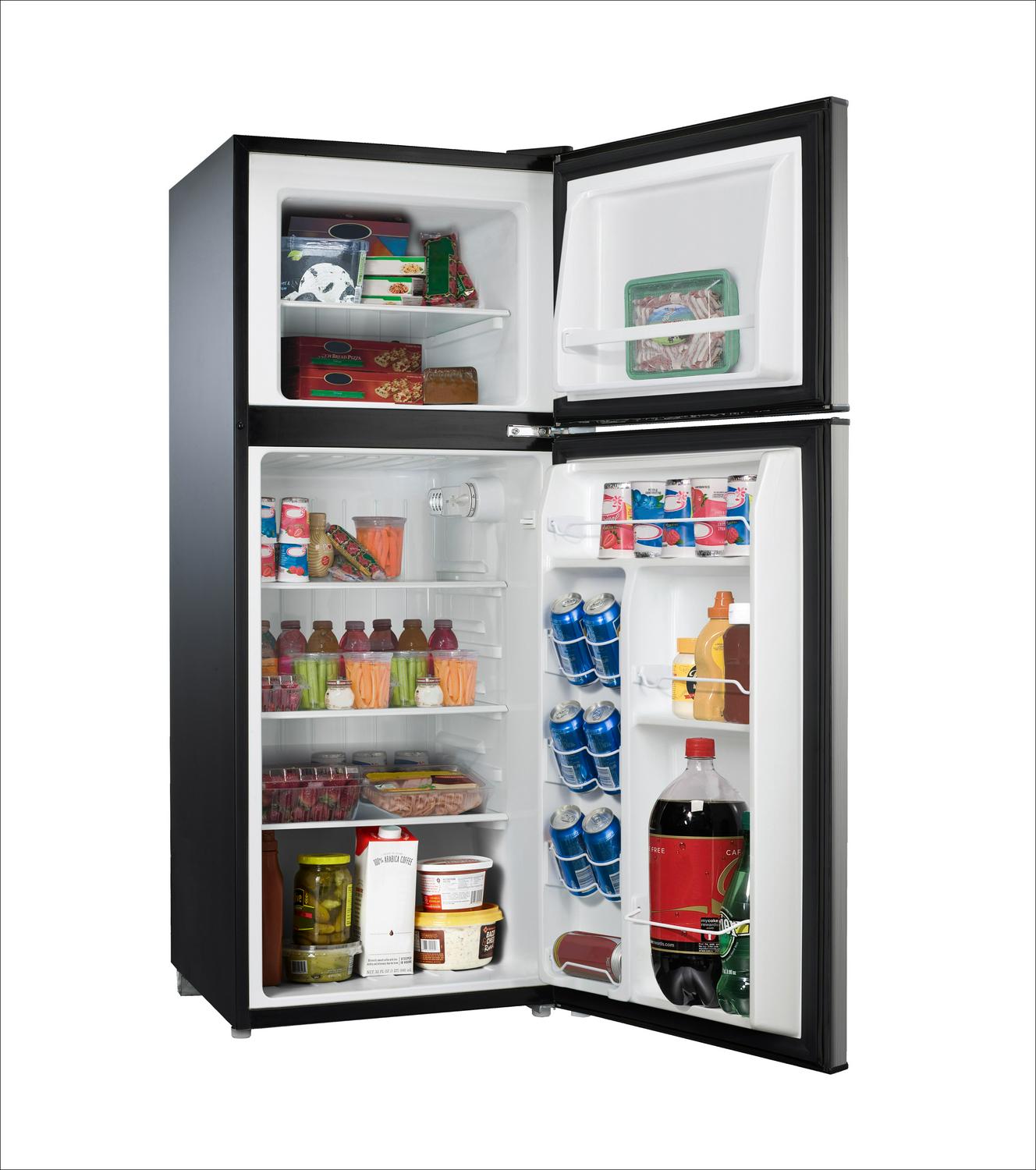 Galanz 4.6. Cu ft Two Door Mini Refrigerator with Freezer, Stainless Steel - Image 4