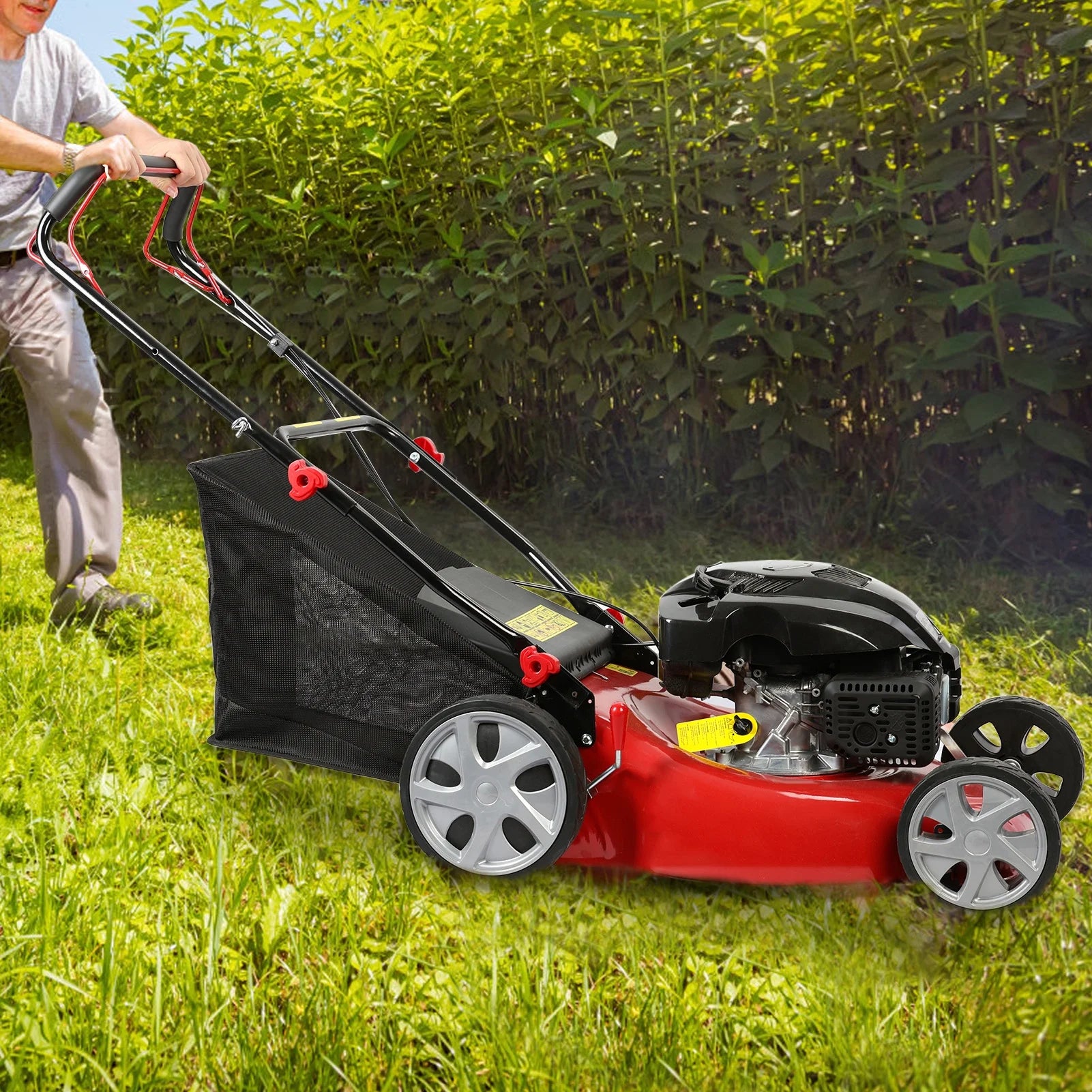 Lawn Mower, Self Propelled Lawn Mower, 141cc Gas Engine Lawn Mower, Push Lawn Mower with 50L Grass Tank, Big Wheels - Image 7