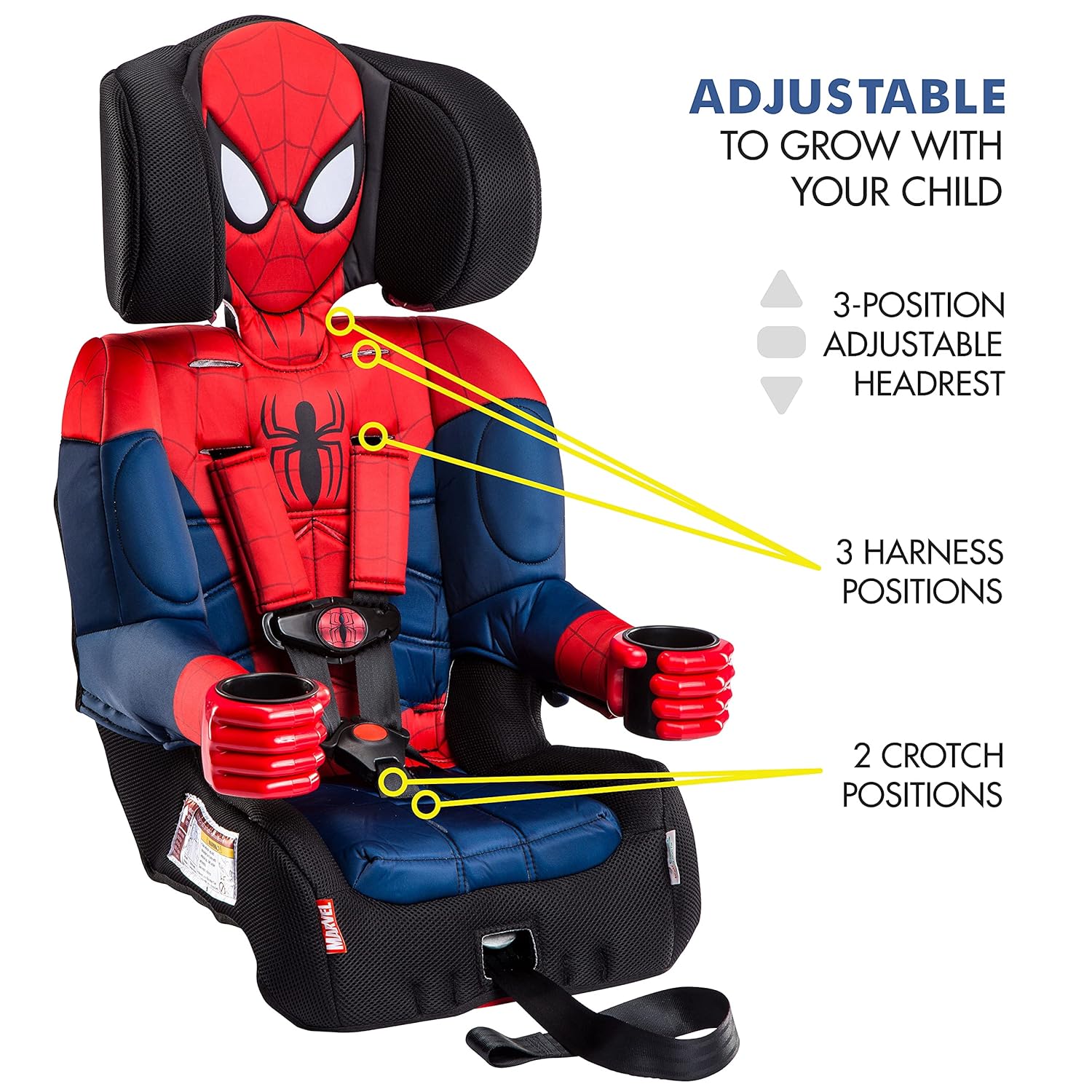 2025 KidsEmbrace Marvel Spider-Man 2-in-1 Forward-Facing Booster Car Seat LATCH | 5-Point Harness Booster 22-65lbs converts to Belt-Positioning Booster 40-100lbs | Adjustable - Image 5