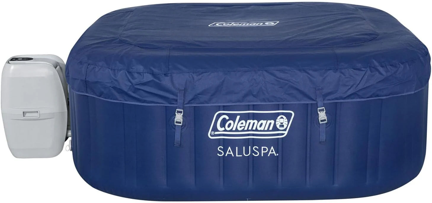4 to 6 Person Inflatable Hot Tub Square Portable Outdoor Spa with 114 Soothing AirJets and Insulated Cover, Gray-Coleman - Image 29
