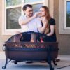 SUNCREAT 42” Patio Fire Pit Wood Burning with Mesh Spark Screen, Bonfire Outdoor firepit with Fireplace Poker, Black - Image 10