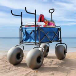 Beach Cart with 13" Balloon Wheels, Chair Racks & Pump Included