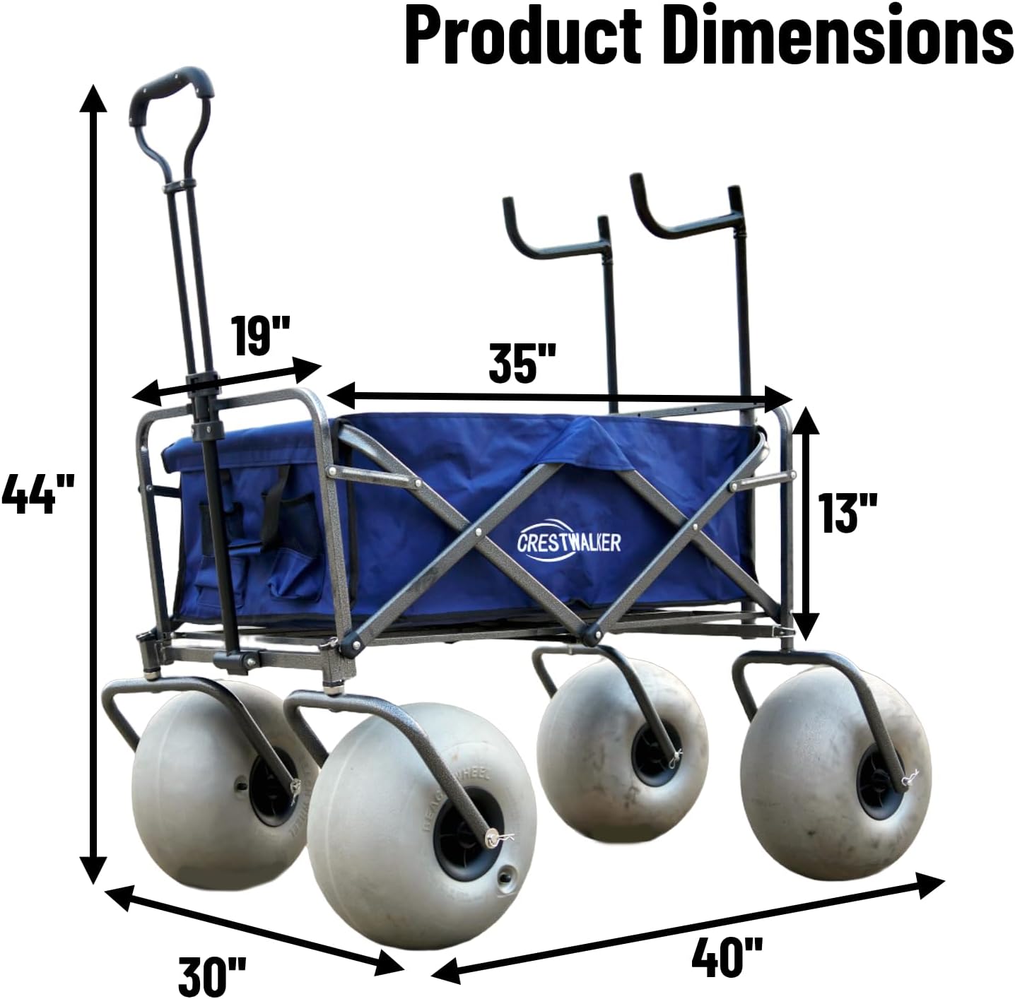 Beach Cart with 13" Balloon Wheels, Chair Racks & Pump Included - Image 7
