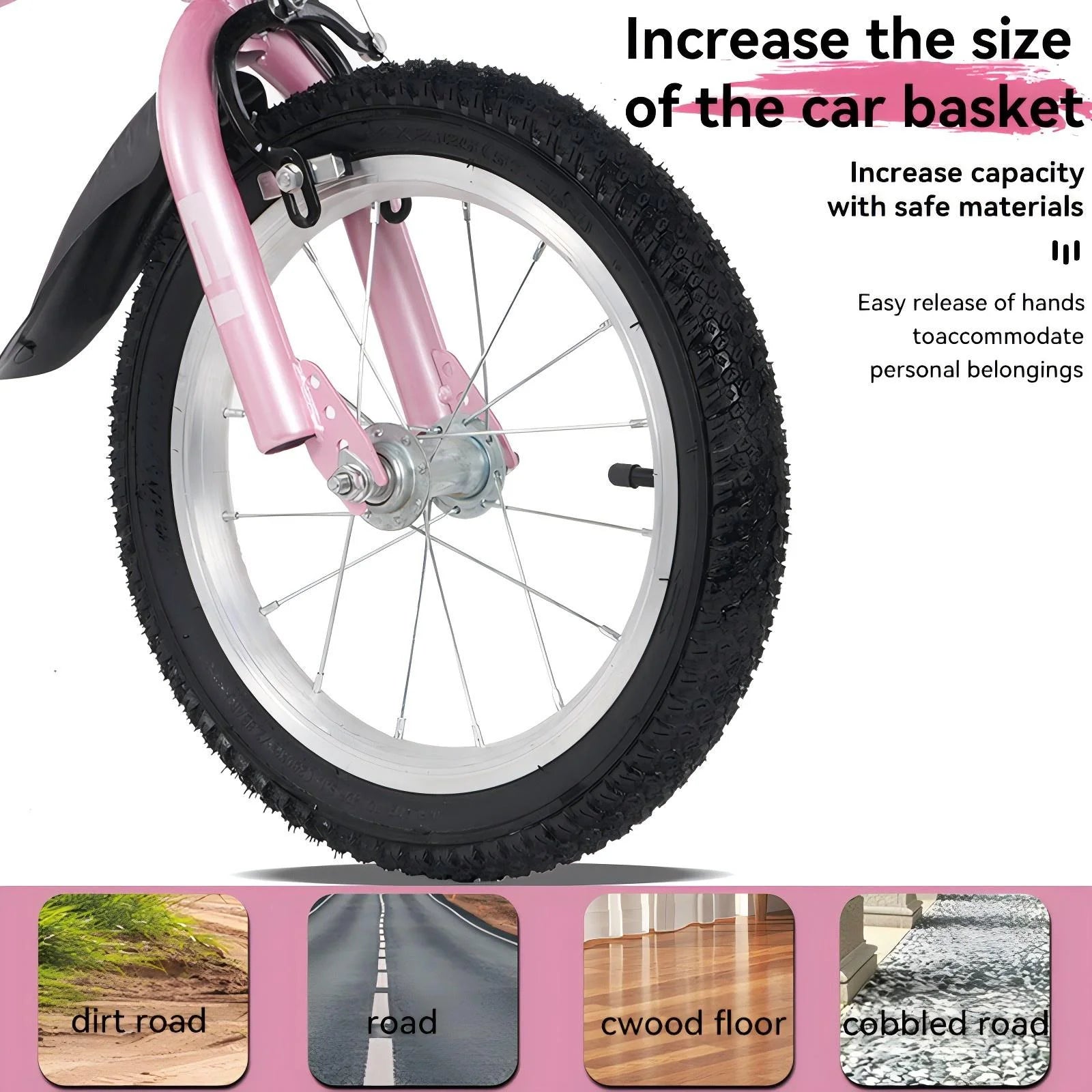 Baprem 18" Girls Bike for 5-9 Years Old Kids, Cute Kids Bike with Training Wheels, Steel Frame Sporty Children Bicycle, Pink - Image 6
