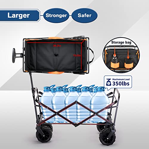 Heavy Duty 350 lb Capacity Foldable Wagon with Large Wheels - Image 3