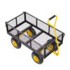 KFFKFF Mesh Steel Garden Cart 900 Lbs, 38 x 22 " Heavy Duty Utility Wagon Cart, Metal Garden Trolley with 10" Wheels, Removable Mesh Sides, 180 Swiveling Handle (Green) - Image 3
