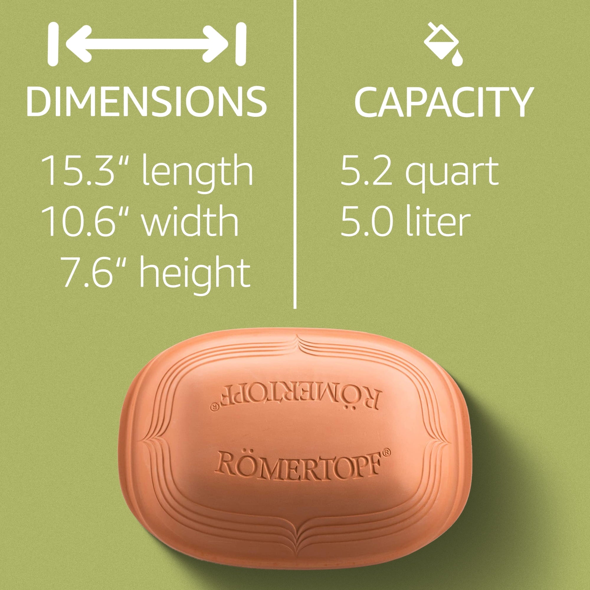 Romertopf Clay Roaster | Non-Stick Dutch Oven | Healthy Clay Pot Cooking | Clay Baker | Versatile Cooking Vessel - 5.2 Quarts (5 Liters) for up to 6 people - Image 5