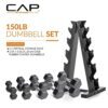 CAP Barbell 150 LB Coated Hex Dumbbell Weight Set with Vertical Rack, Black - Image 7