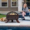SUNCREAT 42” Patio Fire Pit Wood Burning with Mesh Spark Screen, Bonfire Outdoor firepit with Fireplace Poker, Black - Image 15