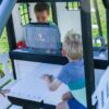 Backyard Discovery Canyon Creek Cedar Wood Swing Set with Wave Slide, Clubhouse, Play Kitchen, Picnic Area, Belt Swings, Web Swing, Rock Wall, Balconies, Playhouse, Step Ladder, Outdoor Playset - Image 15