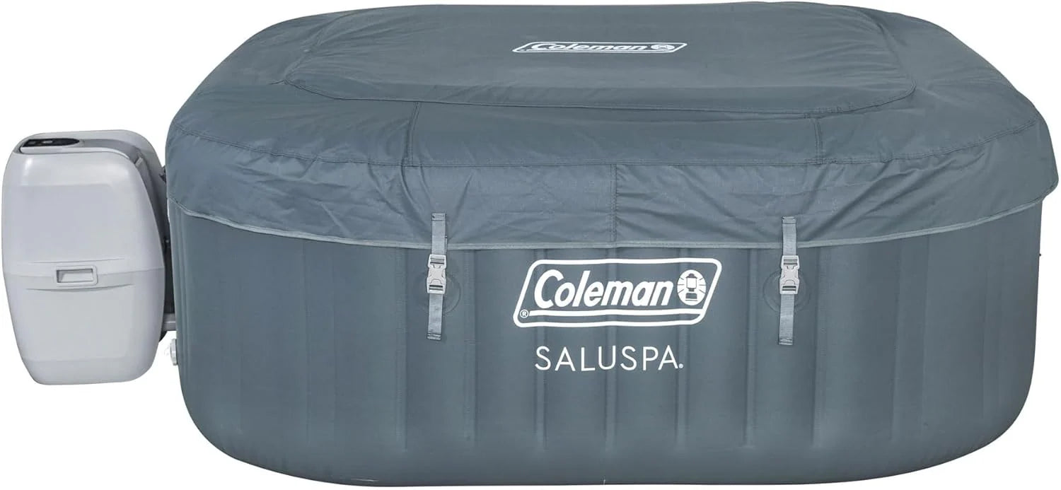 4 to 6 Person Inflatable Hot Tub Square Portable Outdoor Spa with 114 Soothing AirJets and Insulated Cover, Gray-Coleman - Image 10