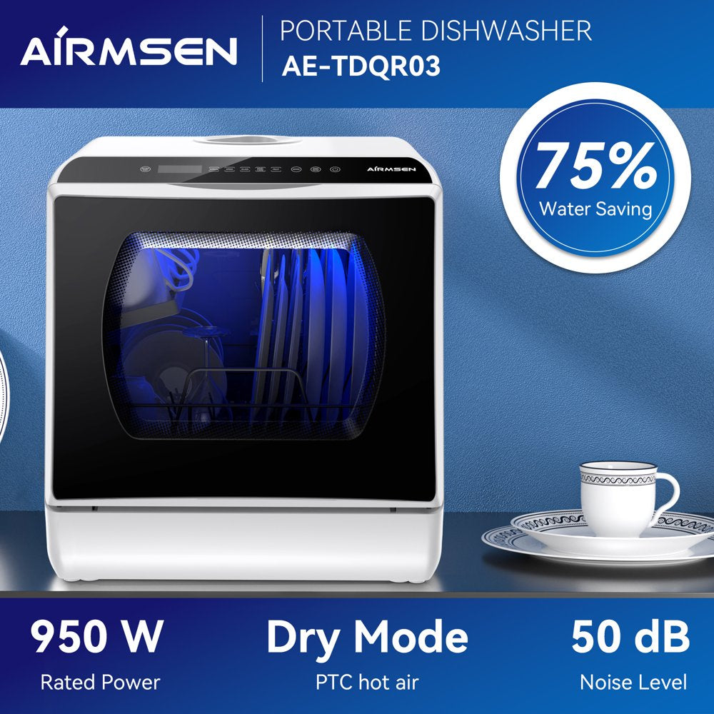 Portable Countertop Dishwasher with 5-Liter Built-In Water Tank and Air-Dry Function 5 Washing Programs - Image 9