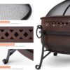 SUNCREAT 42” Patio Fire Pit Wood Burning with Mesh Spark Screen, Bonfire Outdoor firepit with Fireplace Poker, Black - Image 11