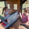 Backyard Discovery Canyon Creek Cedar Wood Swing Set with Wave Slide, Clubhouse, Play Kitchen, Picnic Area, Belt Swings, Web Swing, Rock Wall, Balconies, Playhouse, Step Ladder, Outdoor Playset - Image 7