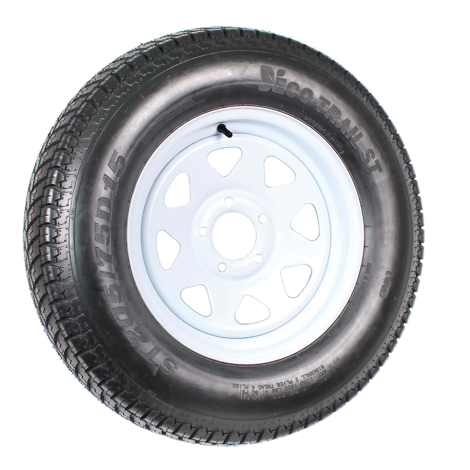 2-Pack Trailer Tire On Rim ST205/75D15 205/75 D 15 in. LRC 5 Hole White Spoke - Image 9