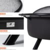 SUNCREAT 42” Patio Fire Pit Wood Burning with Mesh Spark Screen, Bonfire Outdoor firepit with Fireplace Poker, Black - Image 4